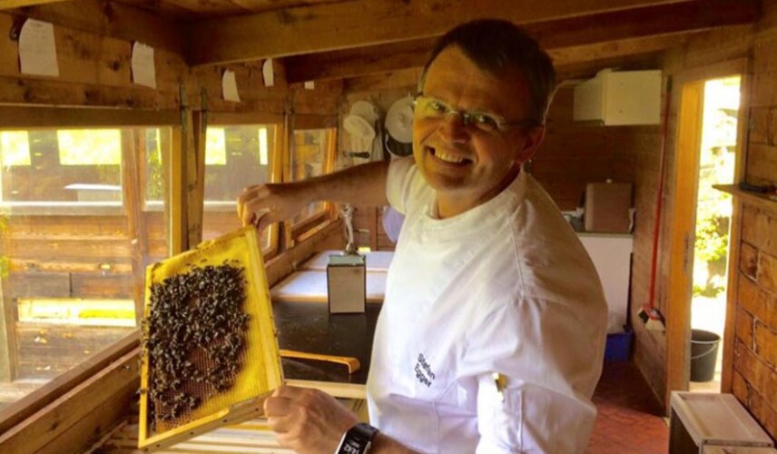 Ein Bienenhaus steht für die Imkerei im Hotel Theresa im Zillertal