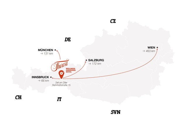 Anreise ins Wellnesshotel THERESA im Zillertal
