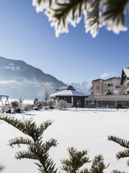 Aussenbereich Garten Winter Hotel Theresa Zillertal