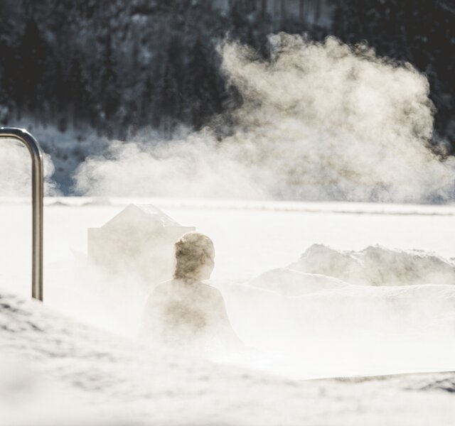 A steaming brine pool is pictured at Hotel Theresa Zillertal