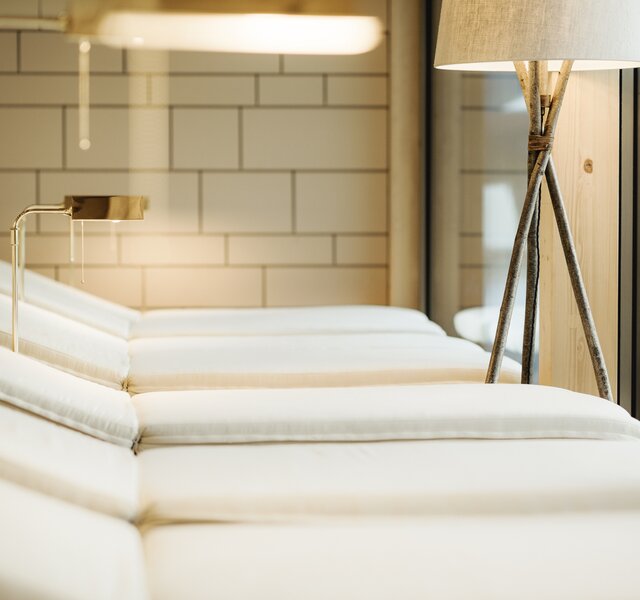 This relaxation room at Hotel Theresa in Zillertal offers a wide view of the landscape