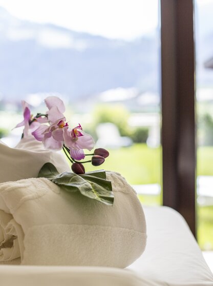 Wellnessurlaub Spa Kabine Ausblick Hotel Theresa im Zillertal