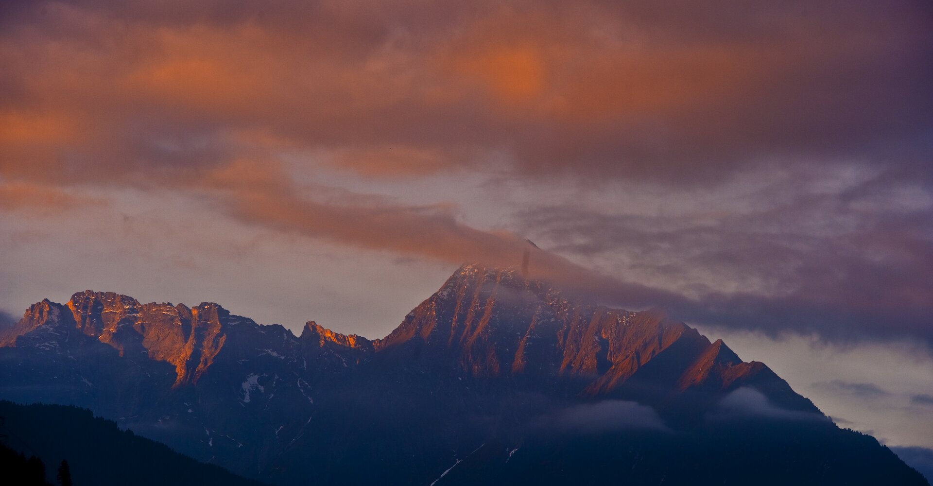 The view of the Tristner mountain in summer, as seen from Hotel Theresa in the Zillertal
